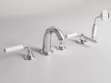 DARK WHITE - 5 hole bathtub set with individual rosettes by Park Avenue - view 2